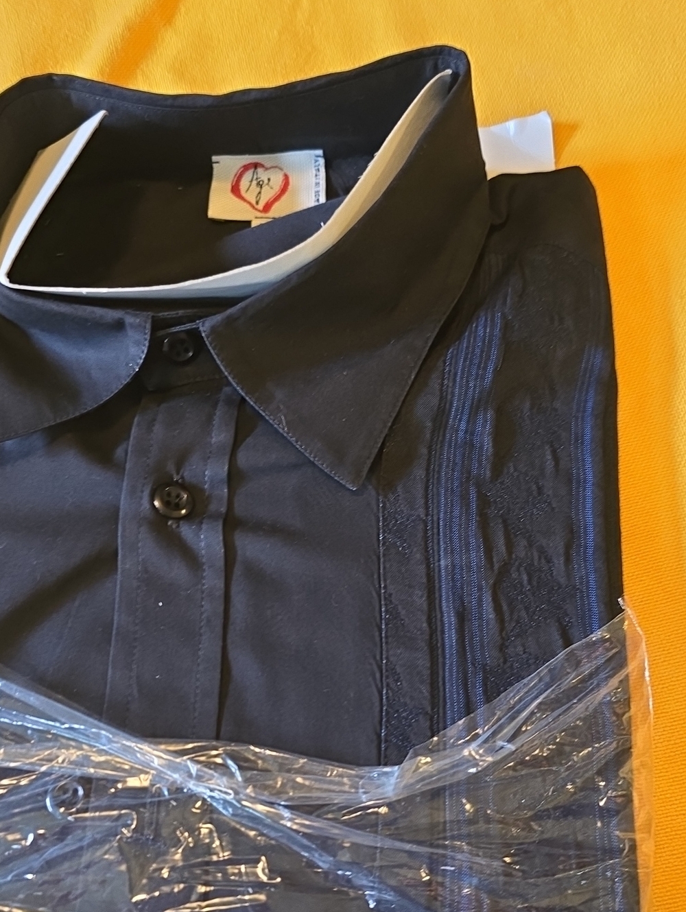 Gorgeous! Vintage Luxury Men's Black Dress Shirt with Navy Stripes Made In Italy